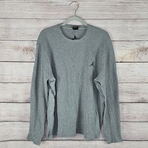 Nike Air Jordan Men's Thermal Long Sleeve Waffle Knit Grey Shirt XXL